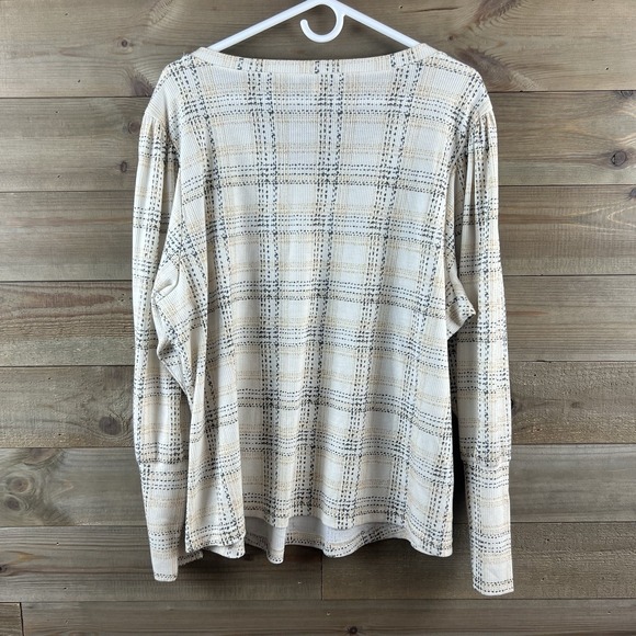 Zac & Rachel Womens Shirt Long Sleeve Vneck Plaid Pullover Boho Casual Size 2X - Picture 6 of 8